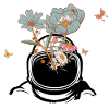 Astronaut mit Retro-Blumen - Geschenkidee
