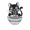 Cute cat with ramen