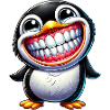 Funny penguin with big laugh