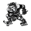 Bulldogge Eishockey Spieler Cartoon Entschlossen