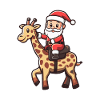Giraffe Santa Claus Cartoon