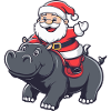Hippopotamus Santa Claus Cartoon
