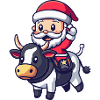 Cow Santa Claus Cartoon