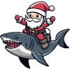 Shark Santa Claus Cartoon
