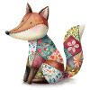 Farverig patchwork ræv akvarel kunst