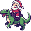 Dinosaur T-Rex Santa Claus Cartoon