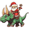 Dinosaur triceratops Santa Claus Cartoon