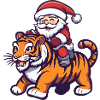Tiger Santa Claus Cartoon