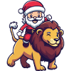 Lion Père Noël dessin animé