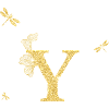 Buchstabe y Goldene Glitzerlibelle - Geschenkidee