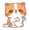 Chat triste qui pleure mais pouce levé