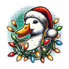 Funny duck with Christmas lights