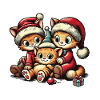 Chats mignons Noël style rétro
