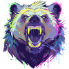 Orso furioso dai colori vivaci