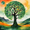 Irische Landschaft mit Kleeblatt-Baum