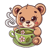 Teddy bear loves tea