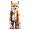 Renard douillet en hiver - Aquarelle