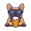 French Buldog Dog Ski Beer