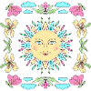 Sonnengesicht im Blumenkreis