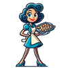 Cheerful baker with cookie tray