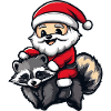 Raccoon Santa Claus Cartoon