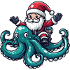 Octopus Santa Claus Cartoon