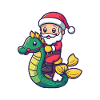 Hippocampe Père Noël Dessin animé
