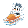 Mignon pingouin luge plaisir d’hiver