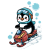 Cute Penguin on Snowmobile Adventure