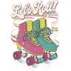 Let's Roll Buntes Retro-Rollschuh-Design