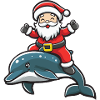 Dolphin Santa Claus Cartoon