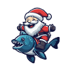 Piranha Fish Santa Claus Cartoon