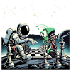 Astronaut Alien Chess Game Universe Gift