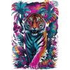 Psychedelic Tiger in Vibrant Jungle Design