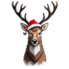 Christmas Reindeer with Christmas Hat