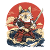Bouledogue Français Samouraï Guerrier Vagues