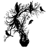 Pferdekopf schwarz mit Vögeln