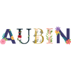 AUBIN Name mit Blumen geschmückt