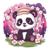 Kawaii Panda with Cherry Blossoms