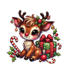 Christmas reindeer with gift