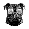 Bulldog Dog Hipster Cool Party