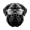 Mastiff Dog Hipster Cool Party