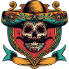 Mexican Skull Sombrero Crest