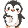 Niedlicher Pinguin mit Kaffeetasse - Entzückendes Design
