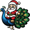 Peacock Bird Santa Claus Cartoon