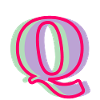 Multi-coloured letter q