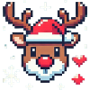 8 Bit Christmas Reindeer Head