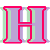 Multi-coloured letter h