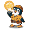 Pingouin électricien avec ampoule