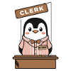 Funny Penguin Desk Clerk